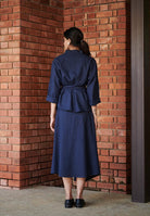 Navy Co - Linen Asymmetrical Skirt Set - CiceroniSkirt SetSaphed