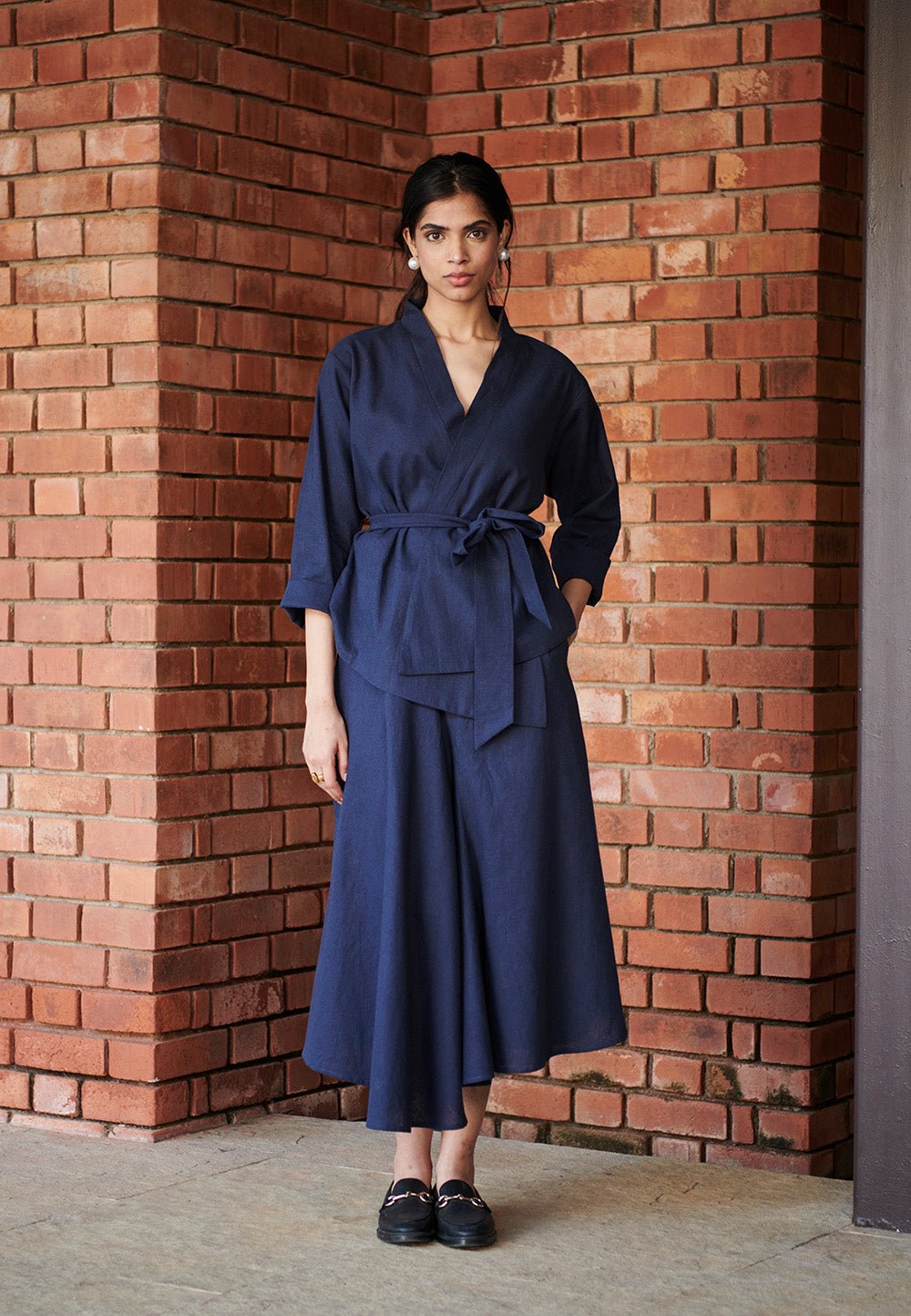 Navy Co - Linen Asymmetrical Skirt Set - CiceroniSkirt SetSaphed