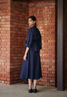 Navy Co - Linen Asymmetrical Skirt Set - CiceroniSkirt SetSaphed