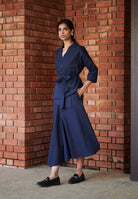 Navy Co - Linen Asymmetrical Skirt Set - CiceroniSkirt SetSaphed