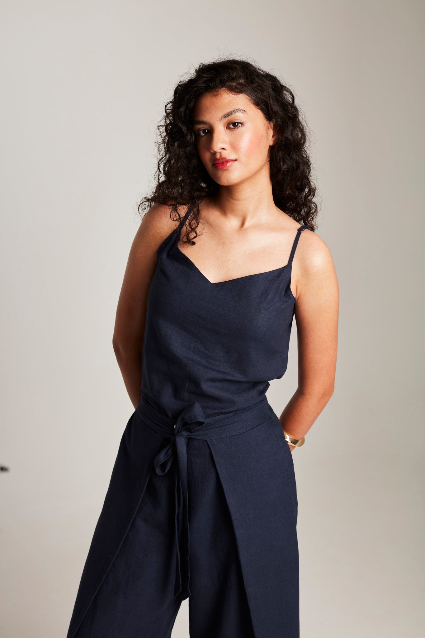 Navy Co - Linen Camisole Top & Wrap Pants - CiceroniCo - ord SetSaphed