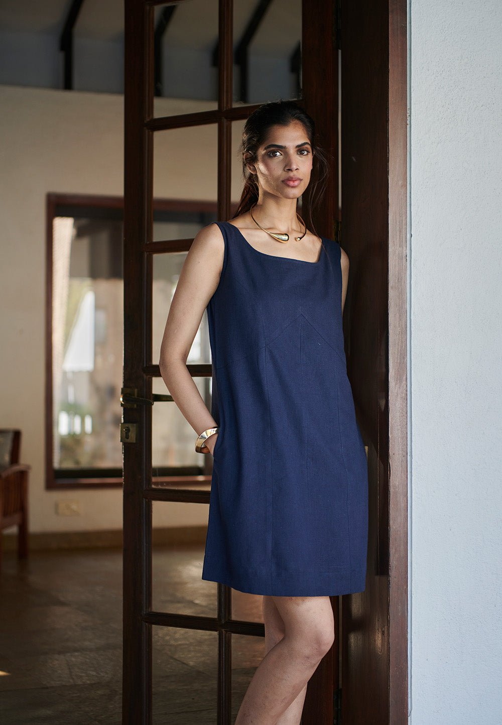 Navy Co - Linen Shift Dress - CiceroniDressesSaphed