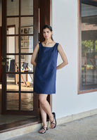 Navy Co - Linen Shift Dress - CiceroniDressesSaphed