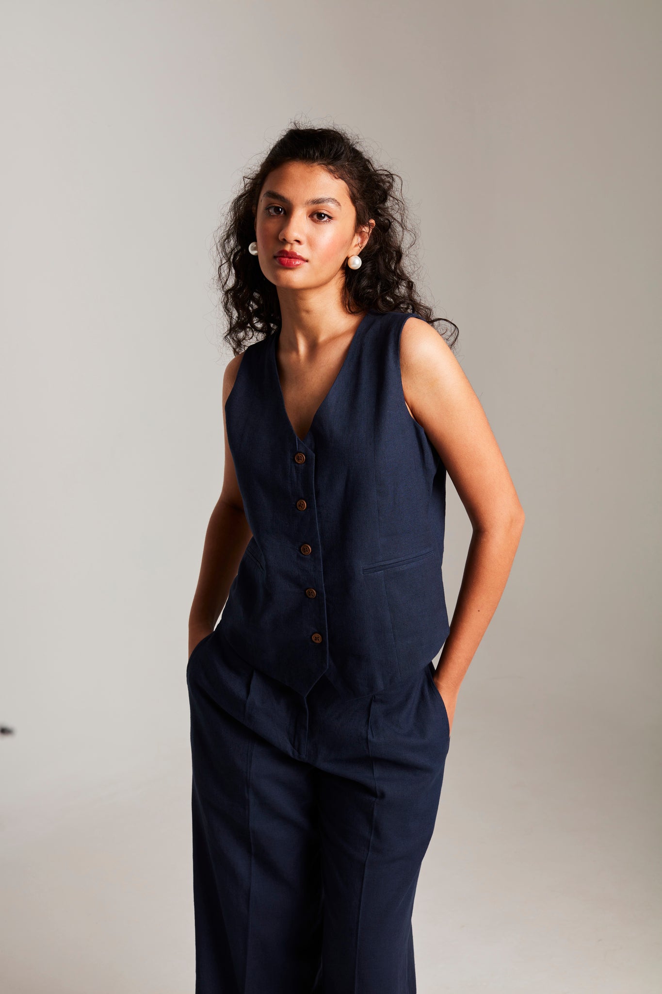 Navy Co - Linen Waistcoat Set - CiceroniCo - ord SetSaphed