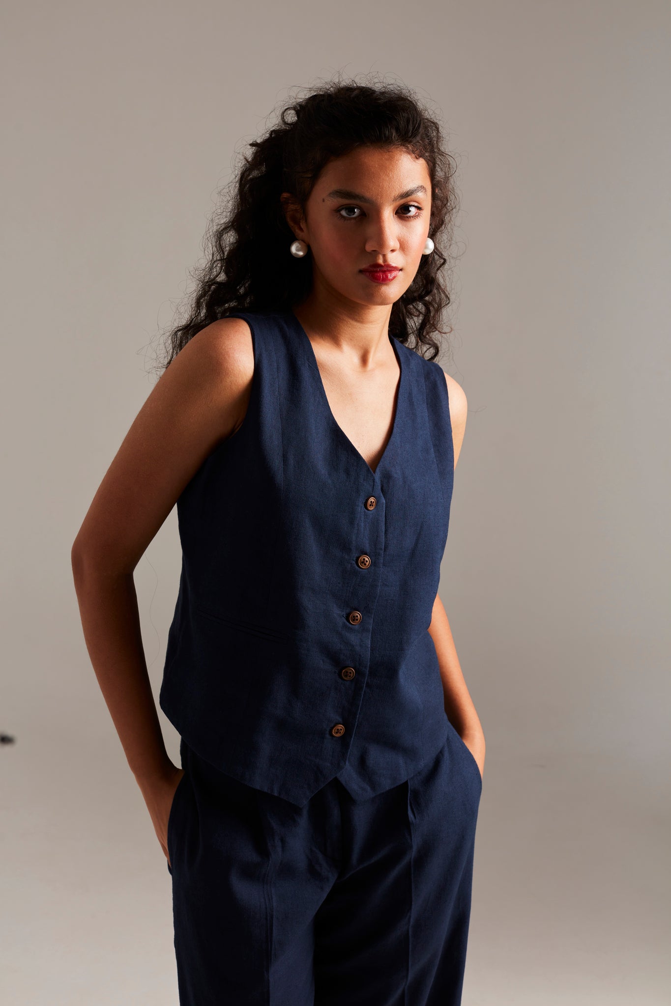 Navy Co - Linen Waistcoat Set - CiceroniCo - ord SetSaphed