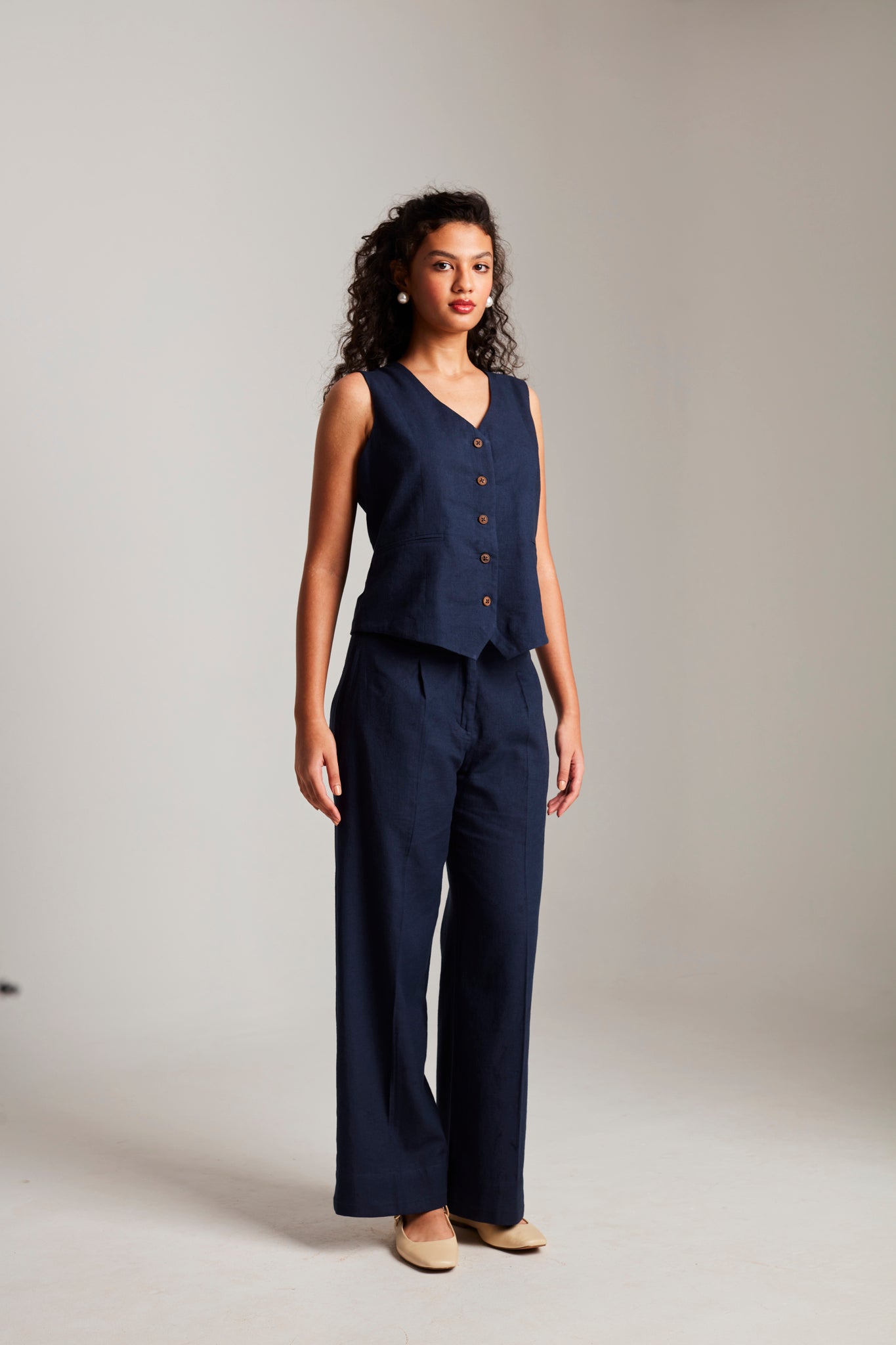 Navy Co - Linen Waistcoat Set - CiceroniCo - ord SetSaphed