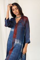Navy Crimson Streak Kurta Set - CiceroniKurta Set, Everyday WearMaidaan