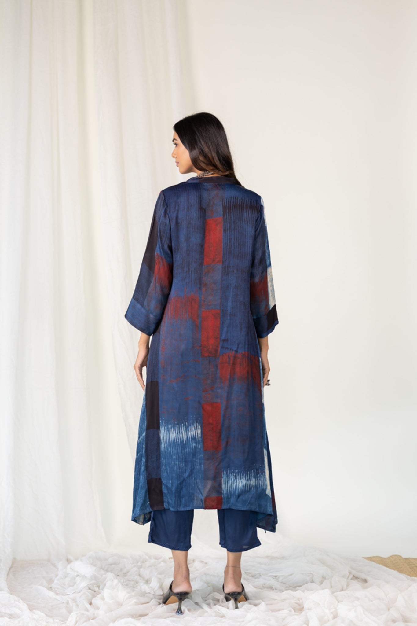 Navy Crimson Streak Kurta Set - CiceroniKurta Set, Everyday WearMaidaan