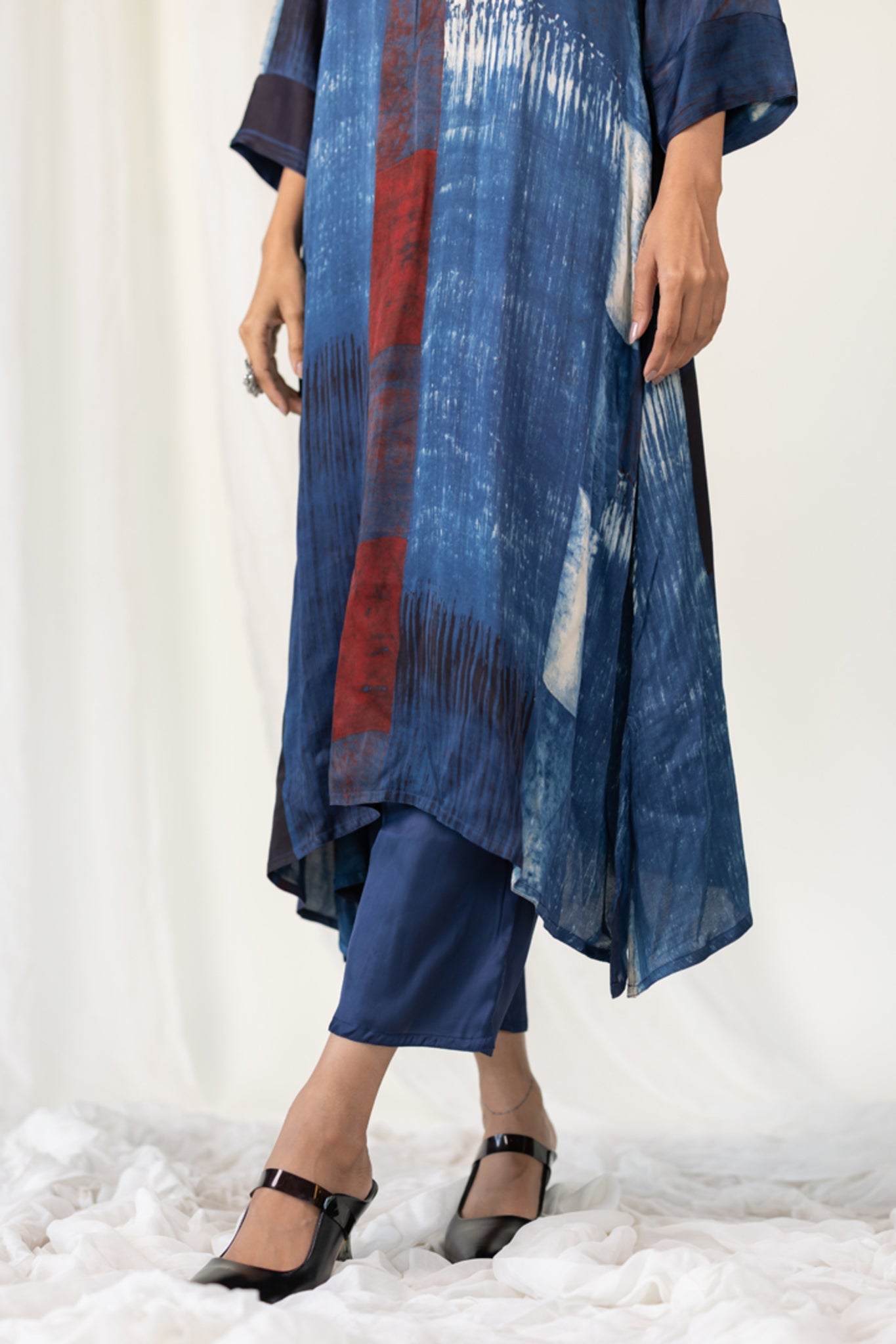 Navy Crimson Streak Kurta Set - CiceroniKurta Set, Everyday WearMaidaan