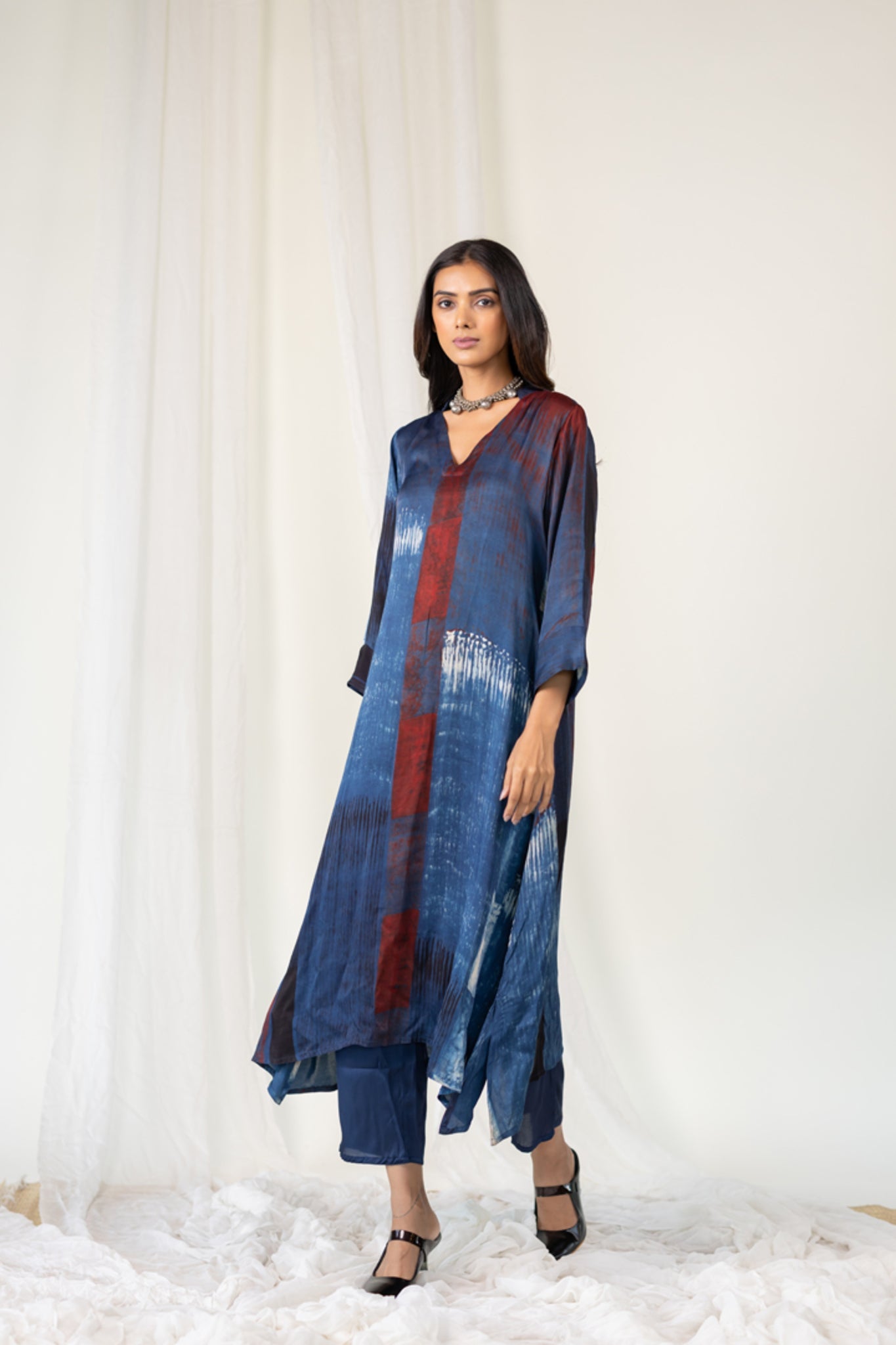 Navy Crimson Streak Kurta - CiceroniKurta, Everyday WearMaidaan