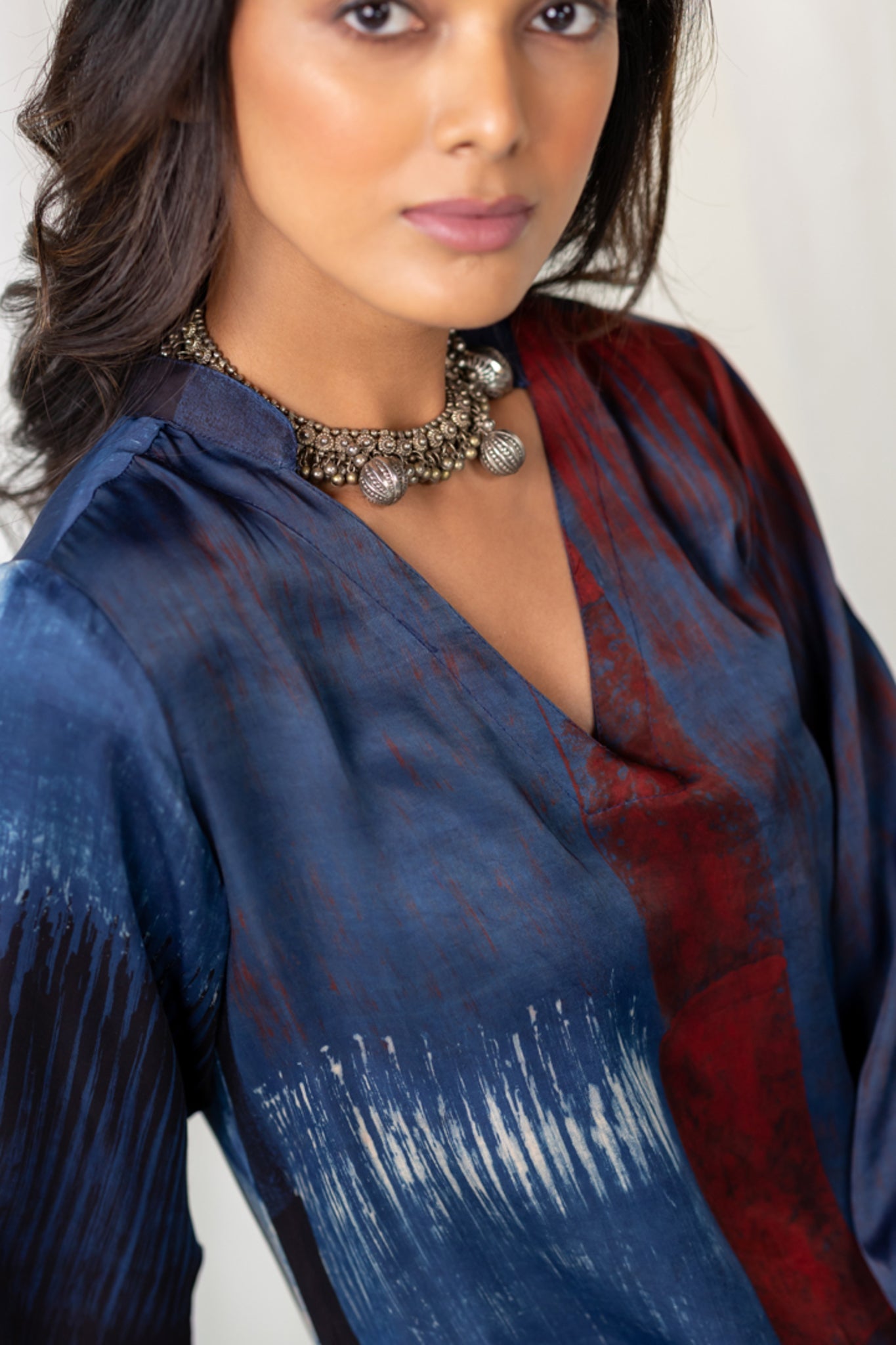 Navy Crimson Streak Kurta - CiceroniKurta, Everyday WearMaidaan