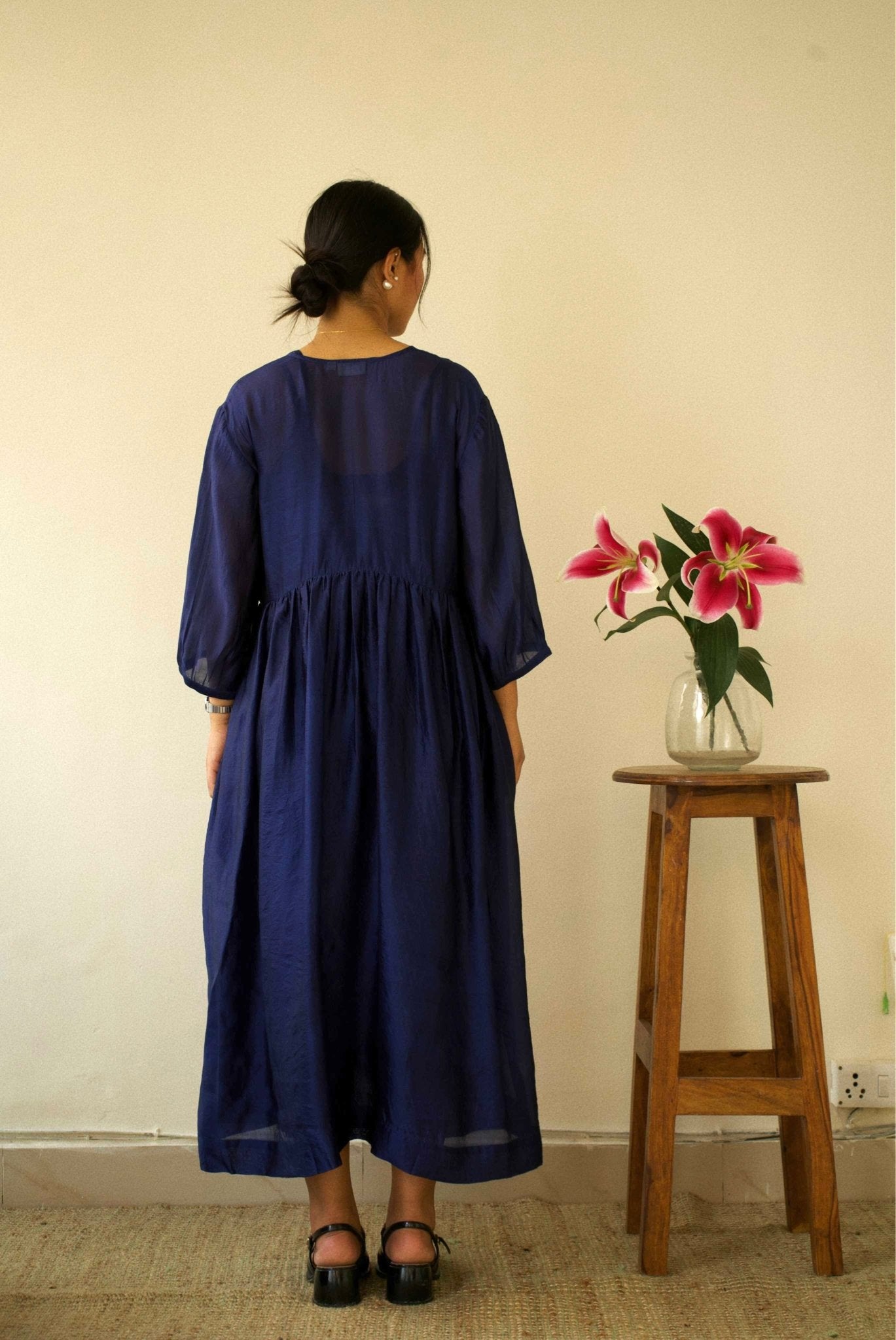 Navy Organza Silk Dress - CiceroniDresseswith N.