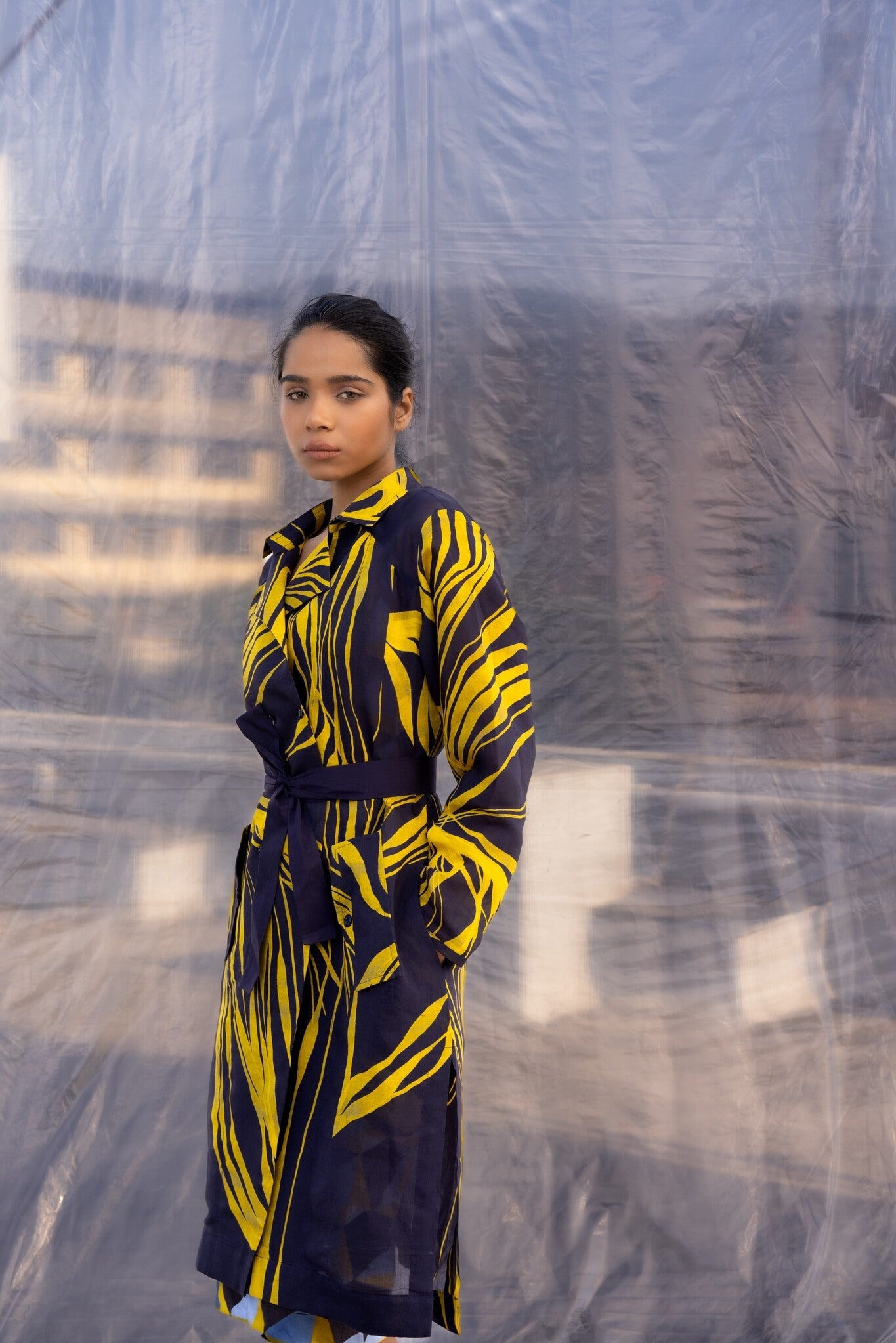 Navy String Silk Trench - CiceroniTrench CoatBENNCH