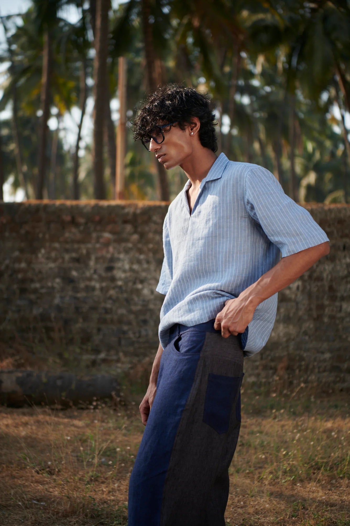 Neel Graphite Linen Denim Men's Barrel Pants - CiceroniPantsSaphed