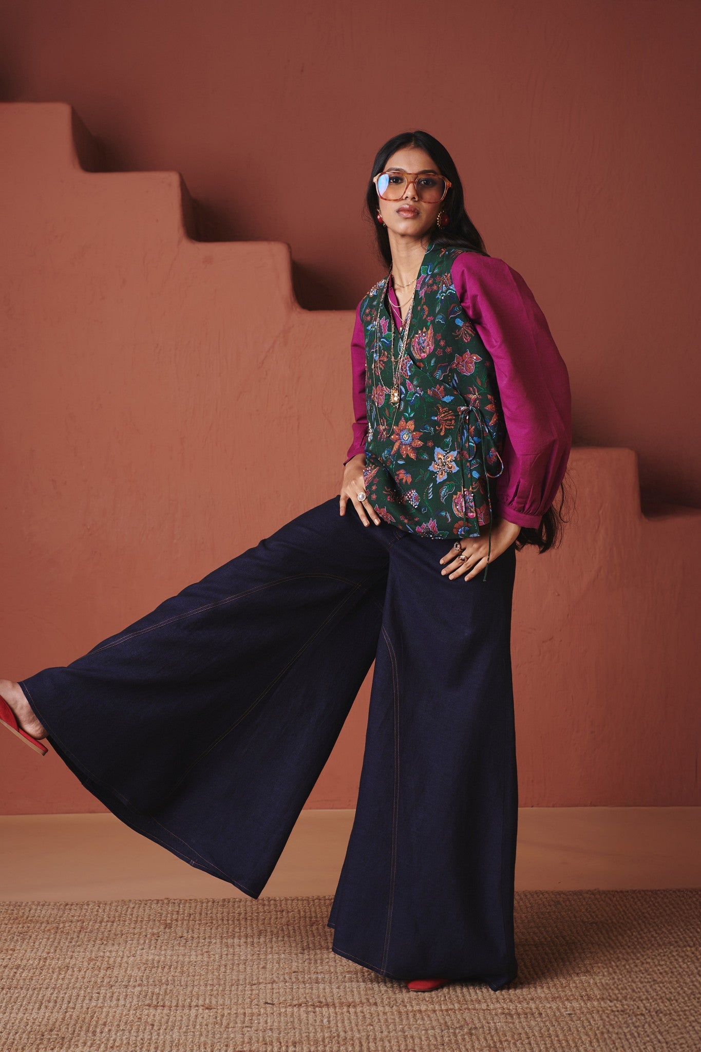 Neel Linen Denim Flared Pants - CiceroniWomen PantsSaphed