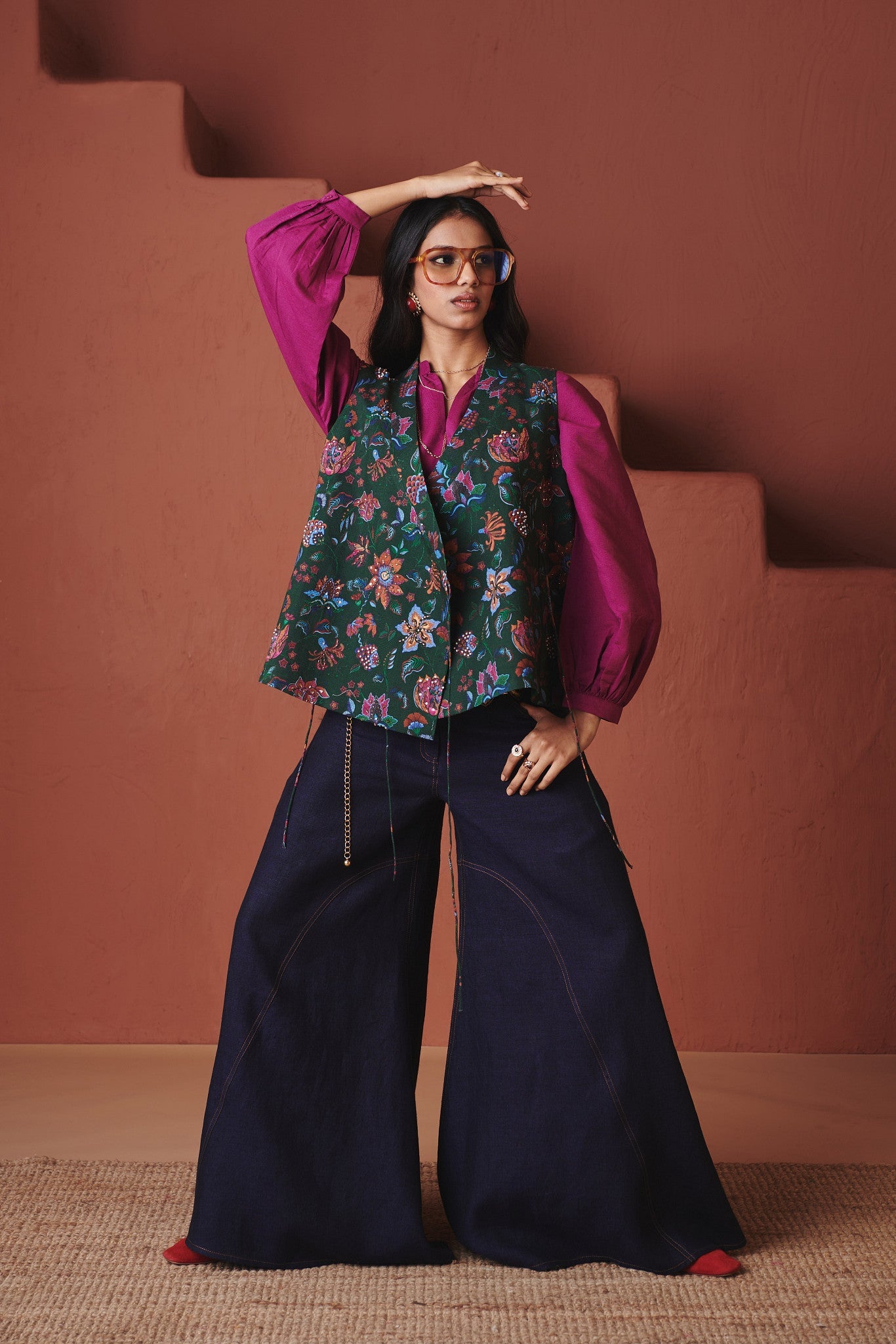 Neel Linen Denim Flared Pants - CiceroniWomen PantsSaphed