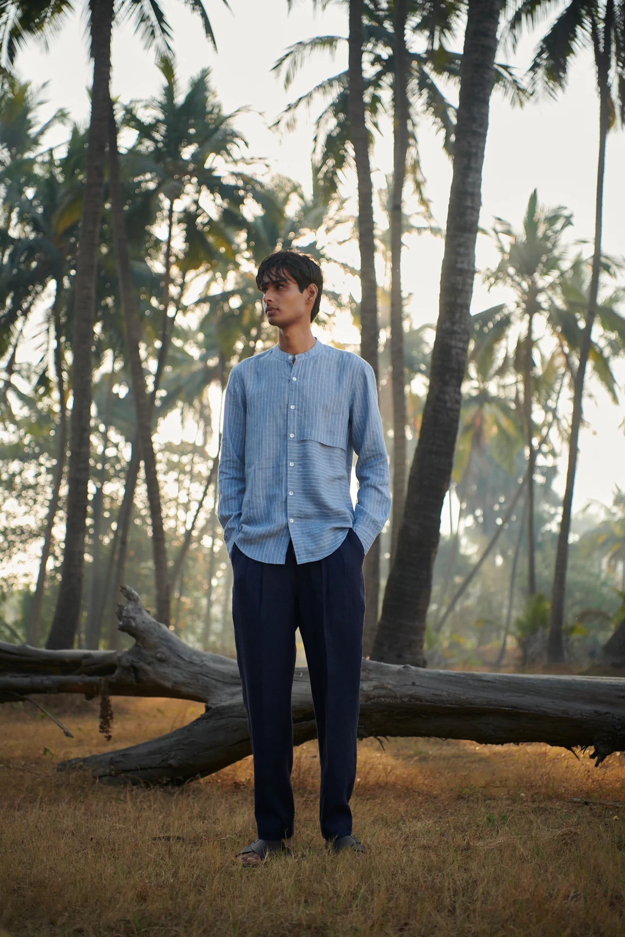 Neel Linen Denim Men's Pleated Tappered Pants - CiceroniPantsSaphed