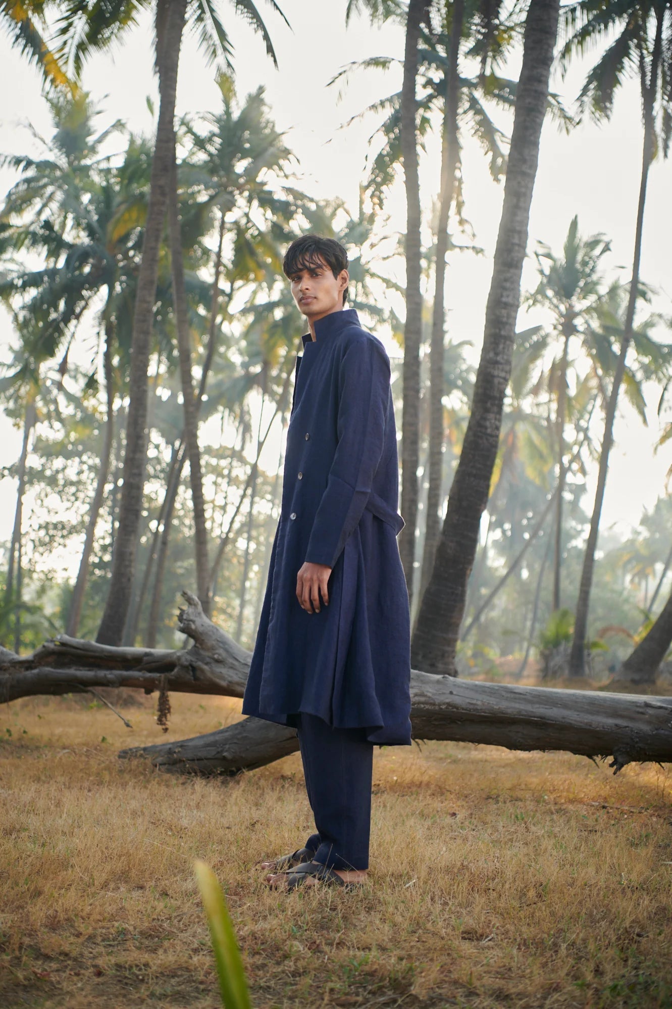 Neel Linen Denim Men's Summer Trench - CiceroniSaphed