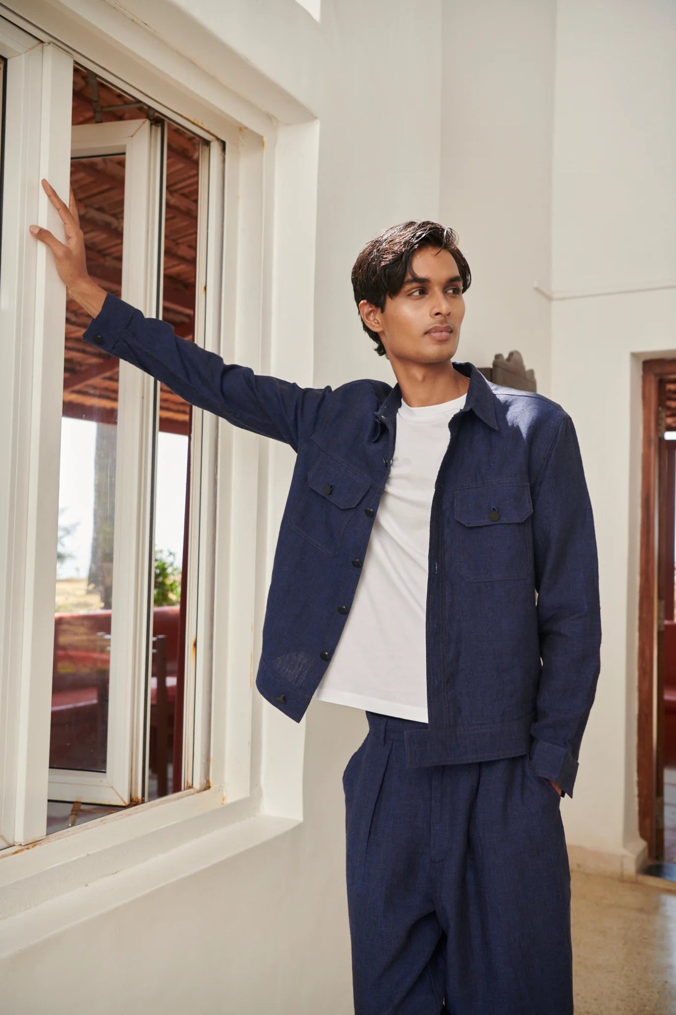Neel Linen Men's Jacket & Baggy Pants Set - CiceroniCo - ord SetSaphed