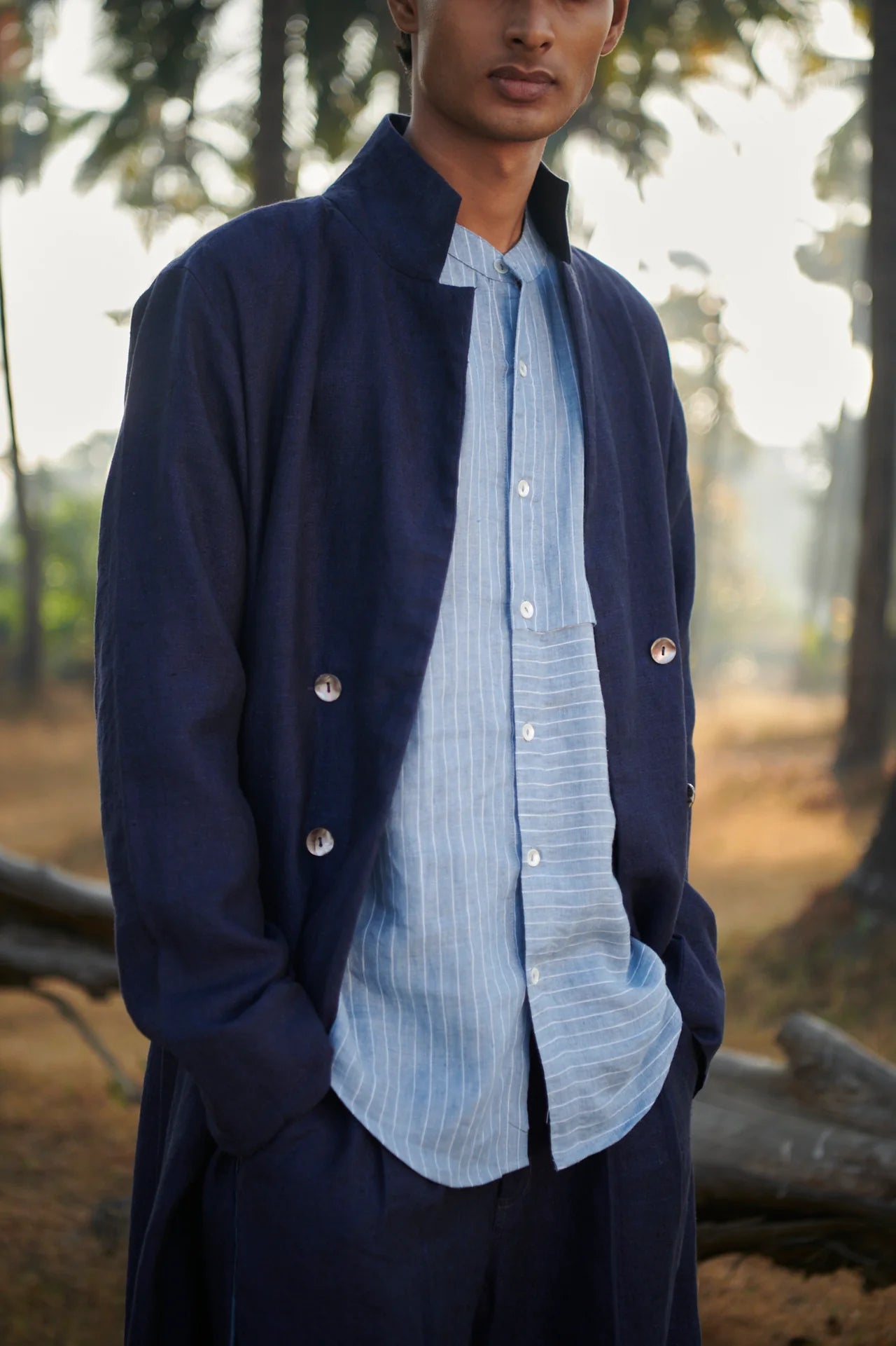 Neel Linen Men's Summer Trench - CiceroniJacketsSaphed