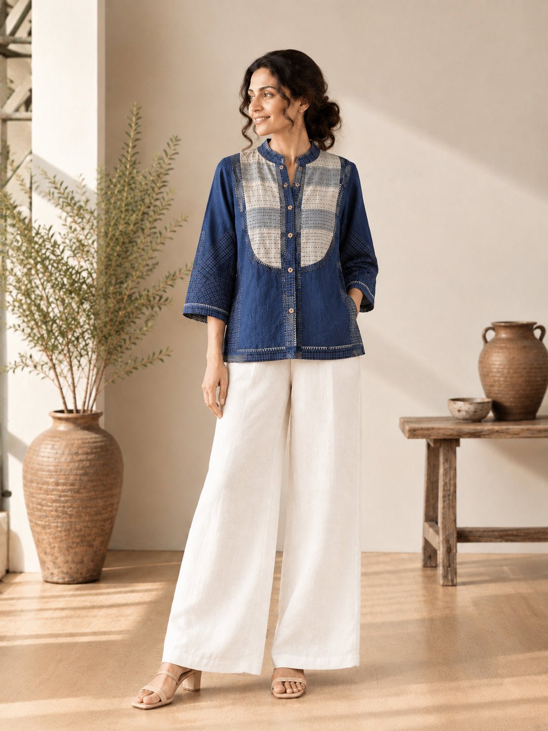 Neel Shirt - Indigo - CiceroniWomen ShirtsThe Woven Lab