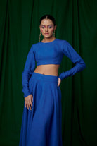 Neelam Linen Crop Top and Ghera Skirt - CiceroniSkirt SetSaphed