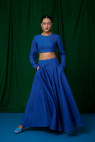 Neelam Linen Crop Top and Ghera Skirt - CiceroniSkirt SetSaphed