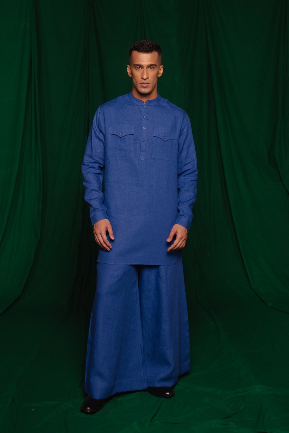 Neelam Linen Saif Kurta Set - CiceroniCo - ord SetSaphed