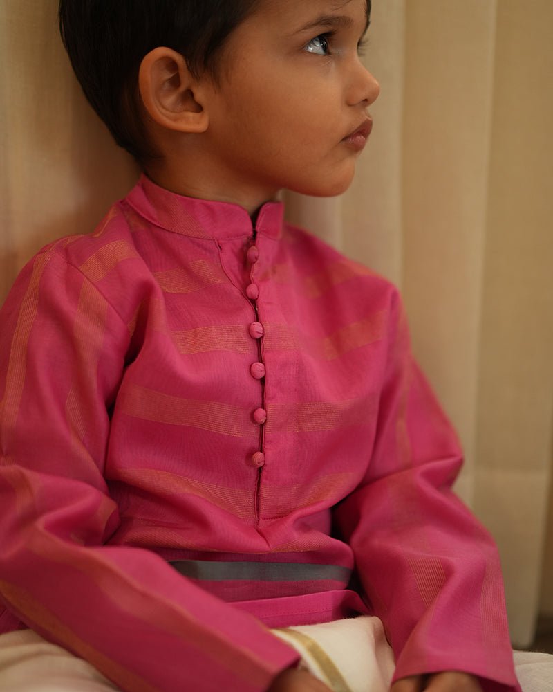 Neelkamal ethnic kurta in pink gold stripe - CiceroniKurta, Festive WearLove The World Today
