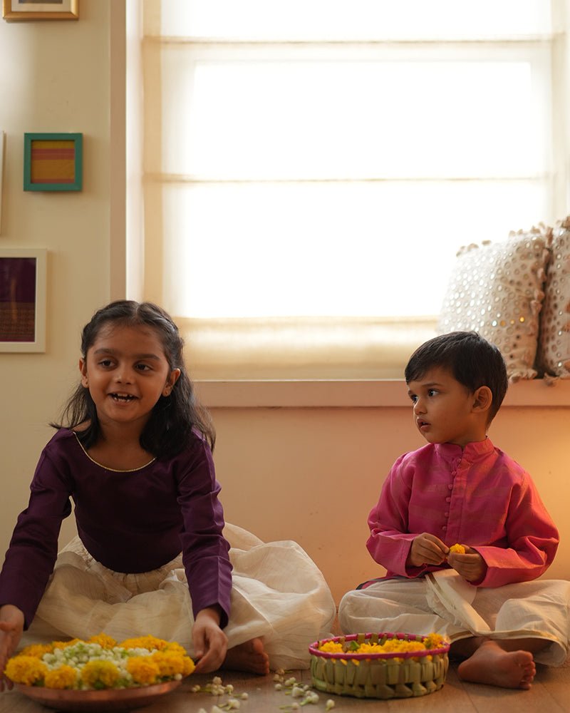 Neelkamal ethnic kurta in pink gold stripe - CiceroniKurta, Festive WearLove The World Today