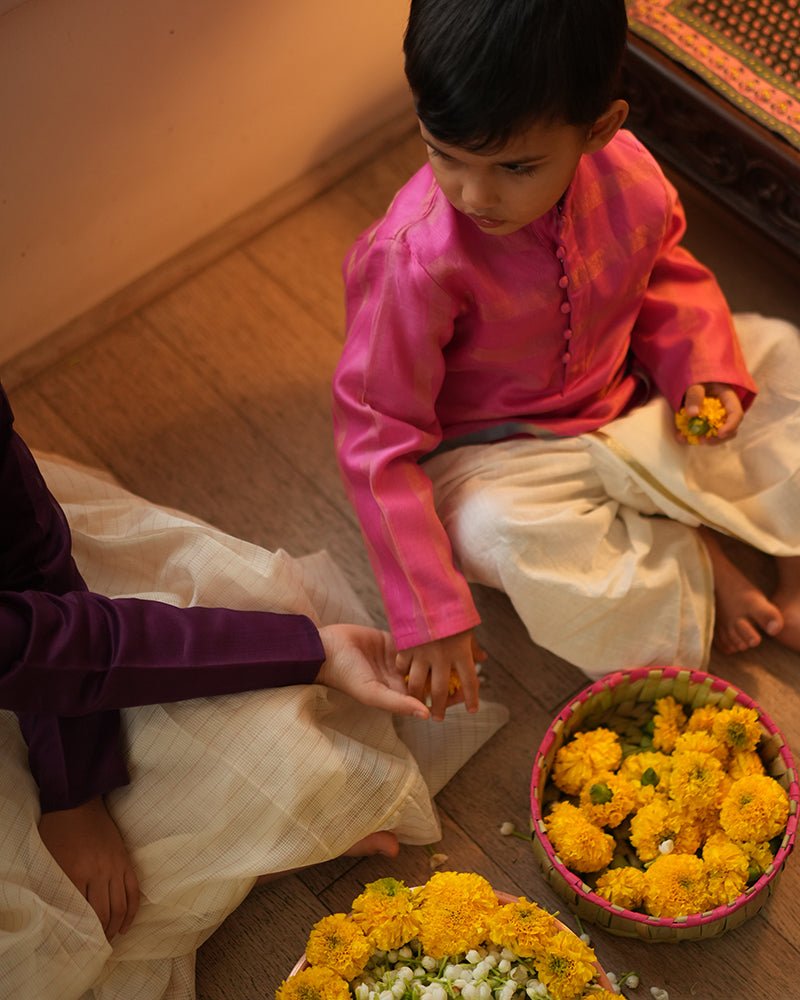 Neelkamal ethnic kurta in pink gold stripe - CiceroniKurta, Festive WearLove The World Today