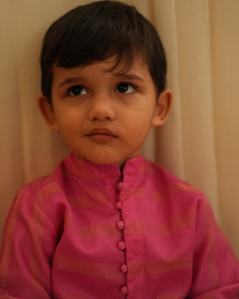 Neelkamal ethnic kurta in pink gold stripe - CiceroniKurta, Festive WearLove The World Today