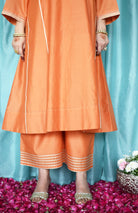 Neerja Chanderi Set with Hand - Embroidered Phiran Kurta and Wide - Legged Pyjama - CiceroniKurta Set, Festive wearHouse of Moxa