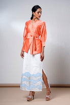 Nella – Coral Breeze Wrap Top + Denim Skirt - CiceroniSkirt SetMadder Much