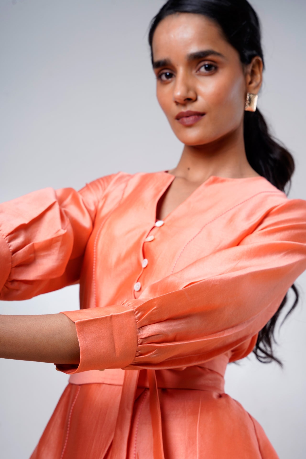 Nella – Coral Breeze Wrap Top + Denim Skirt - CiceroniSkirt SetMadder Much