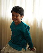 Nilima kurta in teal with motif - CiceroniKurta, Festive WearLove The World Today