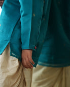 Nilima kurta in teal with motif - CiceroniKurta, Festive WearLove The World Today