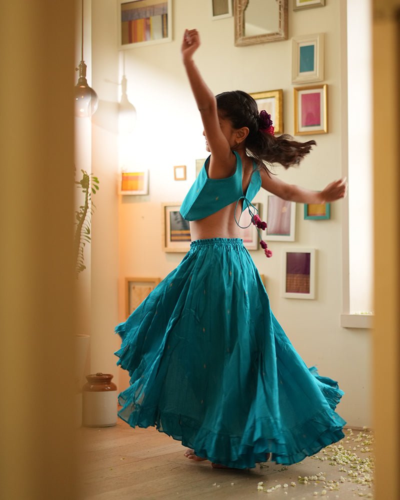 Nilima lehenga set in teal - CiceroniLehenga SetLove The World Today