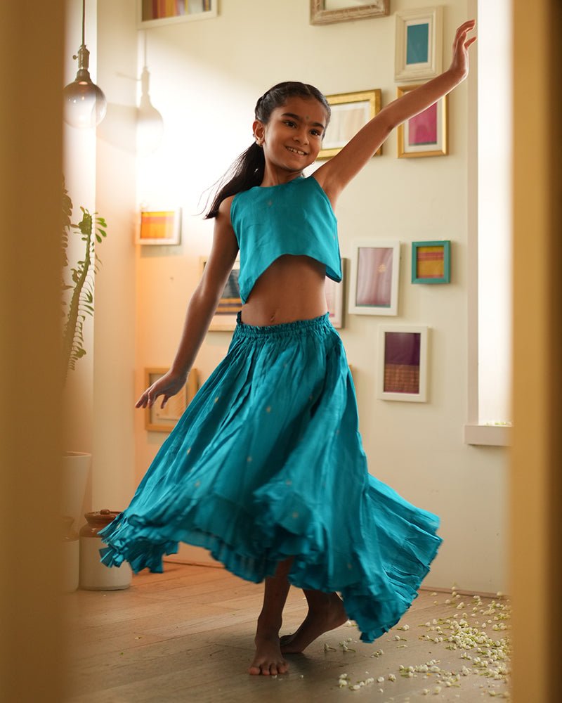 Nilima lehenga set in teal - CiceroniLehenga SetLove The World Today