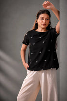 Noir Black Jamdani Top - CiceroniTopsSutra Art of Clothing