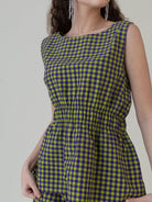 Nokaze Purple Lime Gingham Top - CiceroniWomen ShirtsShades of India