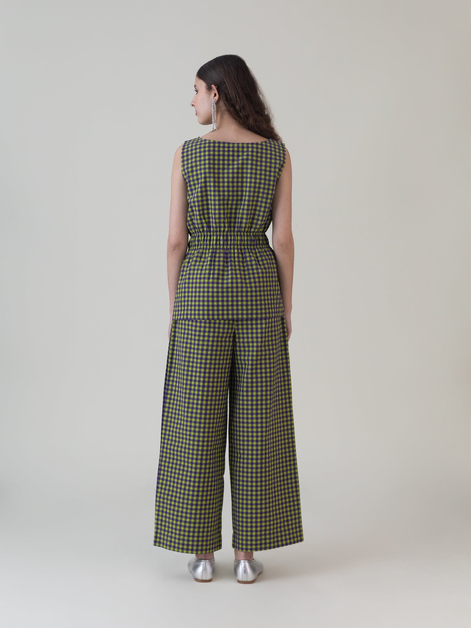 Nokaze Purple Lime Gingham Top - CiceroniWomen ShirtsShades of India