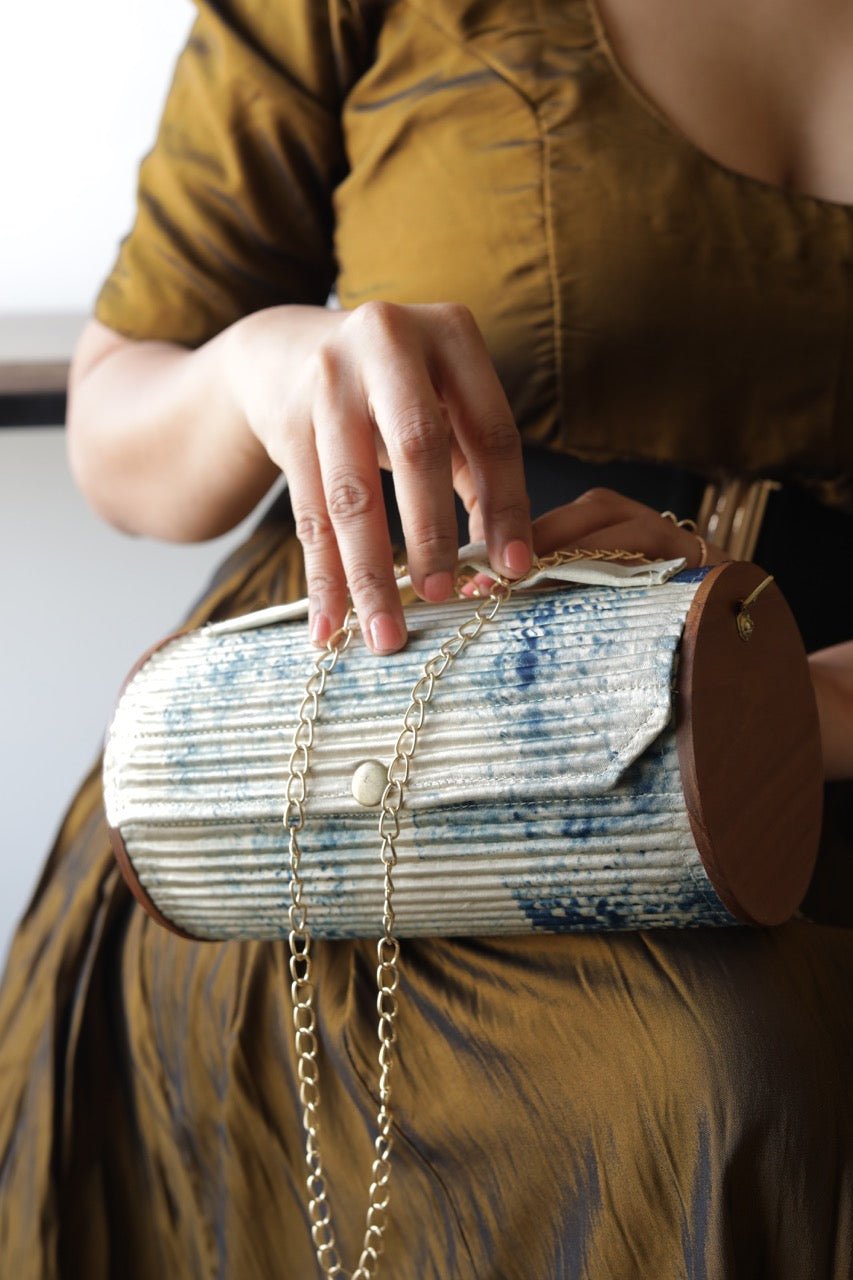 Non Detachable Fixed Sleeve - Round - Bidan Upcycled Round Clutch - CiceroniBagsLukka Chuppi