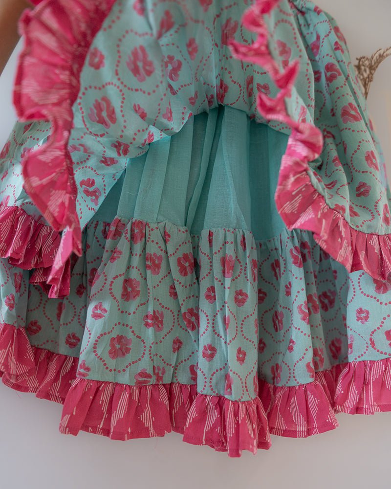 Noor Cotton Black White Checks Top With Floral Lehenga Set - CiceroniLehenga SetLove The World Today