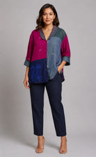 Noor Karat Shirt – Midnight Blue Embroidery Jamdani - CiceroniWomen ShirtsBhomra