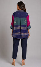 Noor Karat Shirt – Midnight Blue Embroidery Jamdani - CiceroniWomen ShirtsBhomra