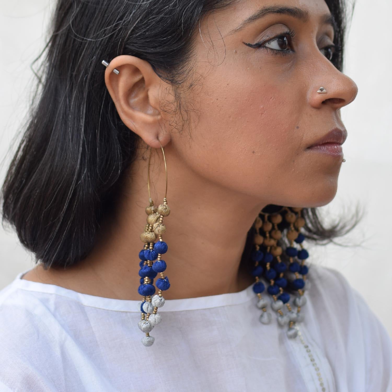 Noor Long Earrings - Beige - CiceroniEarringPaulami