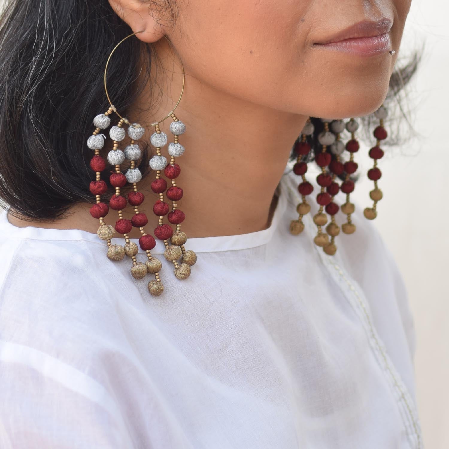 Noor Long Earrings - Grey - CiceroniEarringPaulami