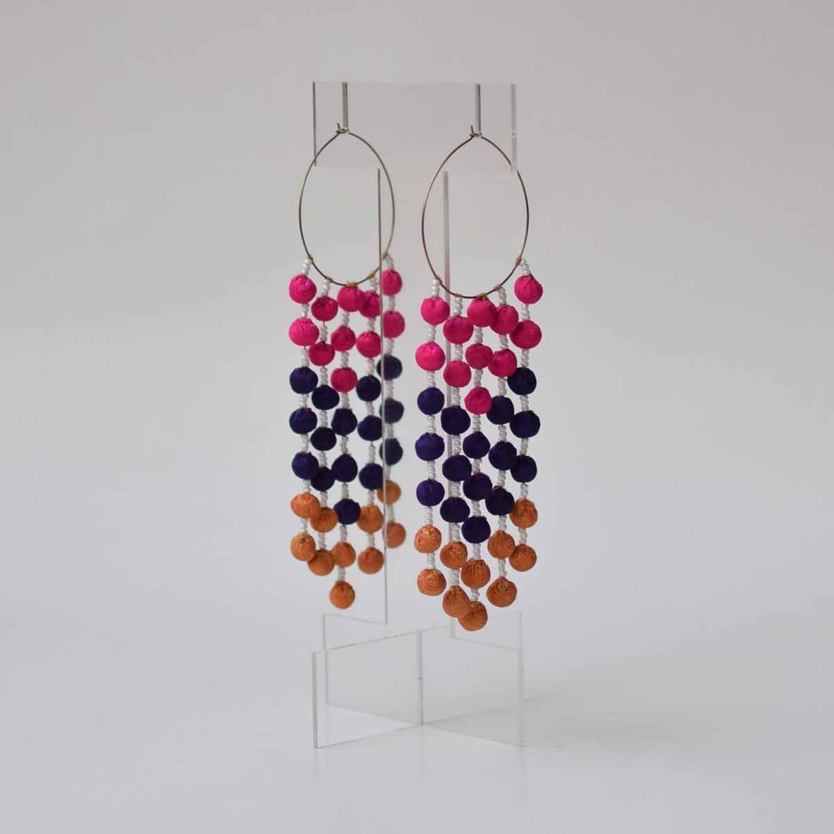 Noor Long Earrings - Hot Pink - CiceroniEarringPaulami