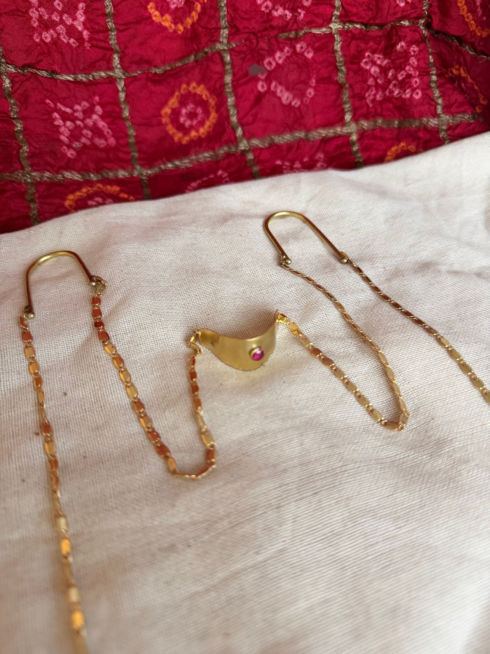 Nose - Double Ear Drop Sculptural Chain - CiceroniMask/Specs ChainBy Nirjari
